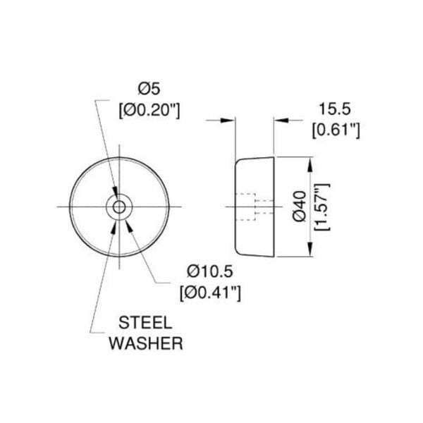 Main product image for Penn-Elcom F1686 Rubber Cabinet Foot 1.57" Dia. x 260-770